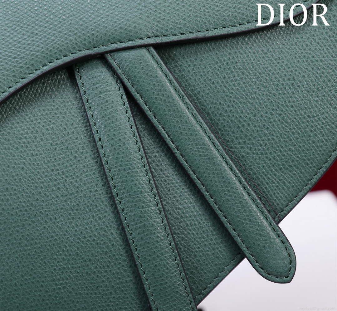 Dior M0455 Saddle Bag With Strap Dark Green Grained Calfskin M0456