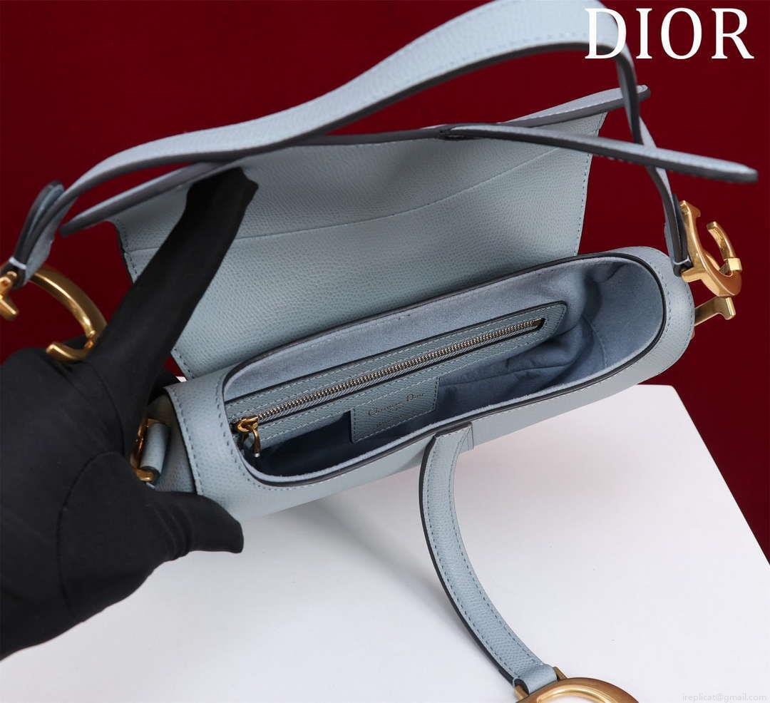 Dior M0455 Saddle Bag With Strap Blue Grained Calfskin M0456