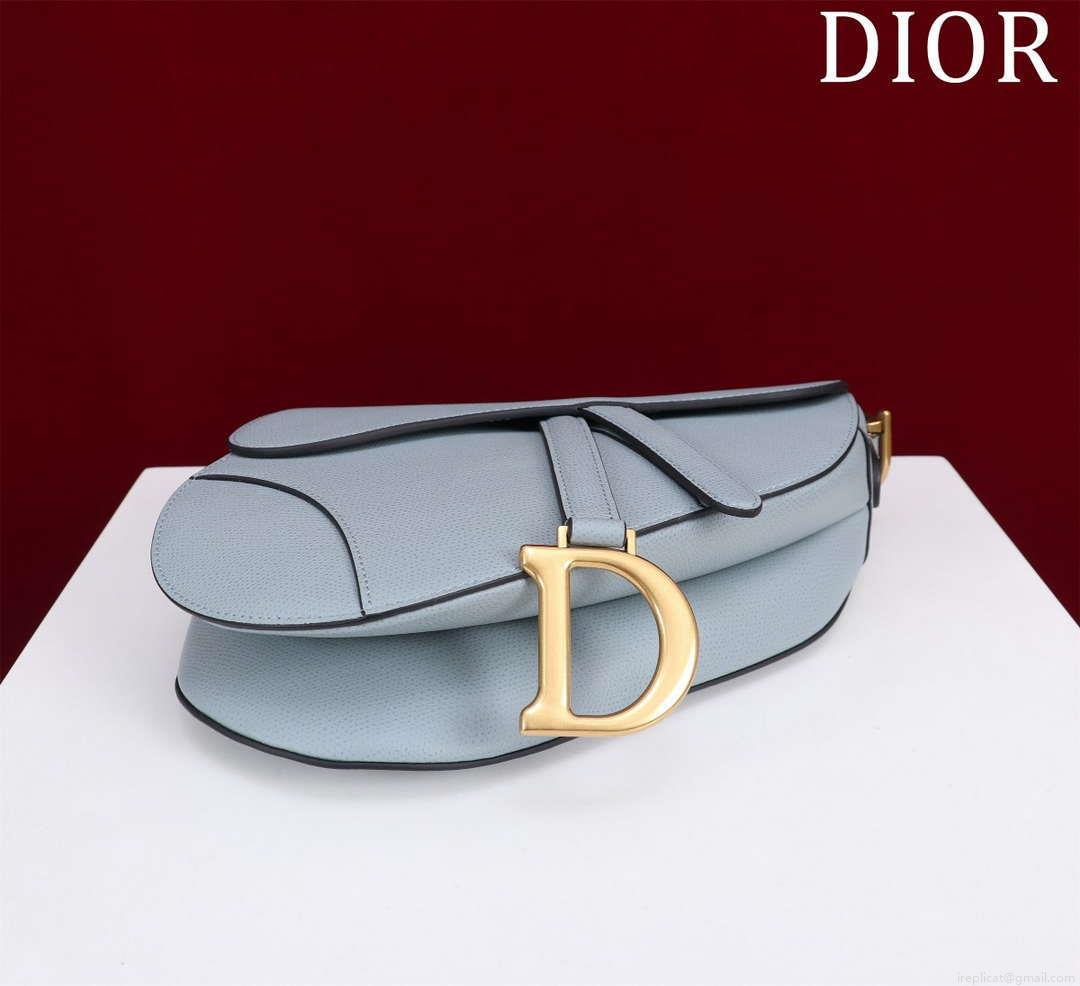 Dior M0455 Saddle Bag With Strap Blue Grained Calfskin M0456