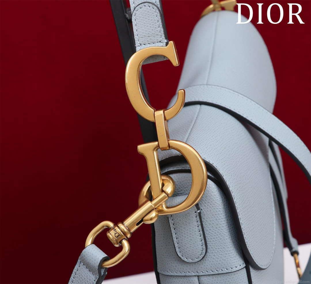 Dior M0455 Saddle Bag With Strap Blue Grained Calfskin M0456