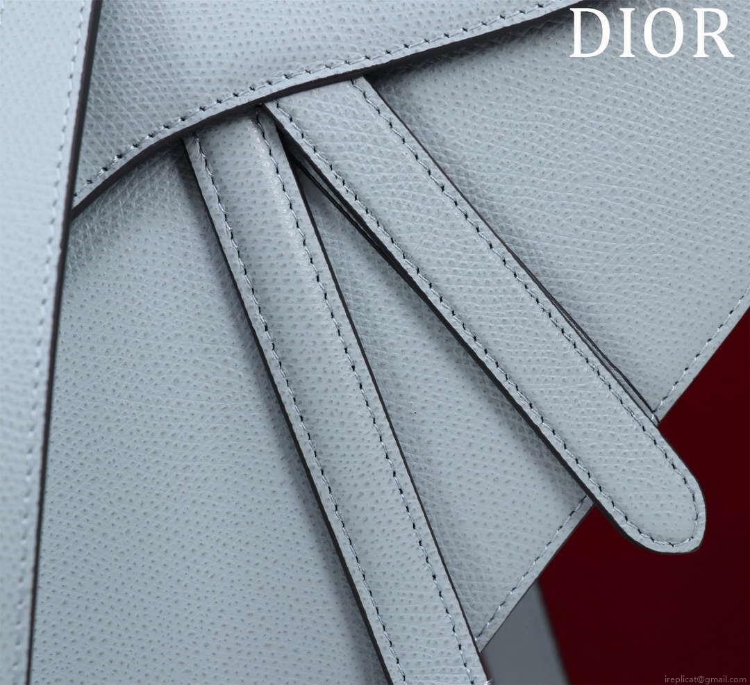 Dior M0455 Saddle Bag With Strap Blue Grained Calfskin M0456