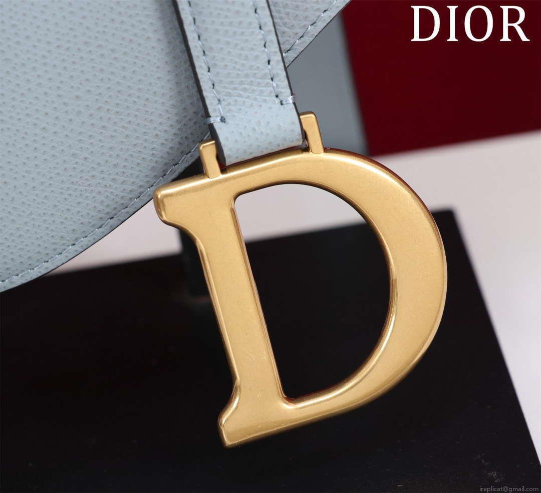 Dior M0455 Saddle Bag With Strap Blue Grained Calfskin M0456