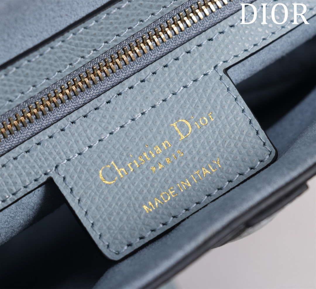 Dior M0455 Saddle Bag With Strap Blue Grained Calfskin M0456