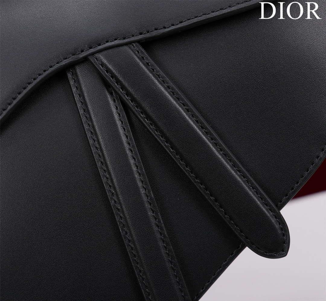Dior M0455 Saddle Bag With Strap plain weave Black Calfskin M0456