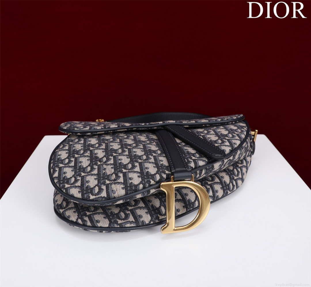 Dior M0455 Saddle Bag With Strap Blue Dior Oblique Jacquard M0456
