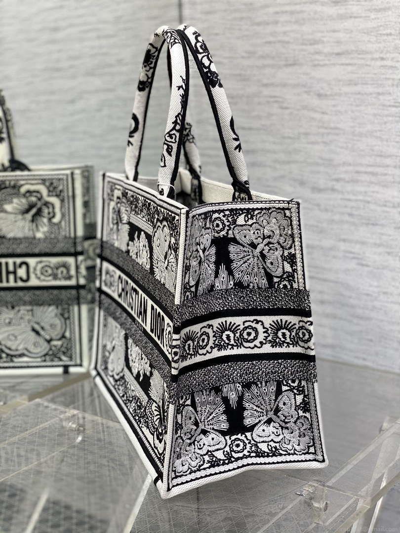 Dior M1296 Book Tote Medium Black and White Butterfly Bandana Embroidery M093
