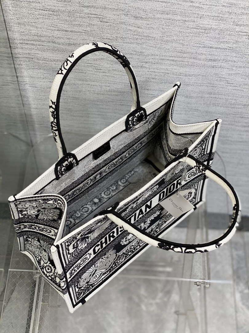 Dior M1296 Book Tote Medium Black and White Butterfly Bandana Embroidery M093