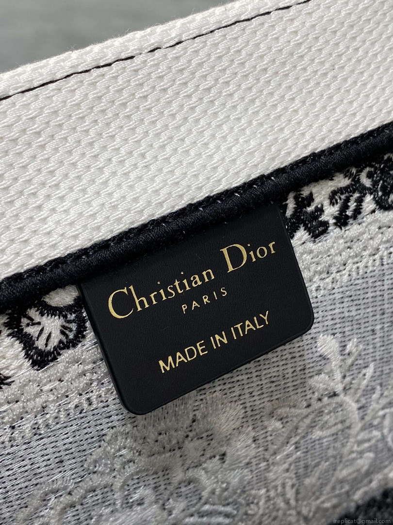 Dior M1286 Large Book Tote Black and White Butterfly Bandana Embroidery
