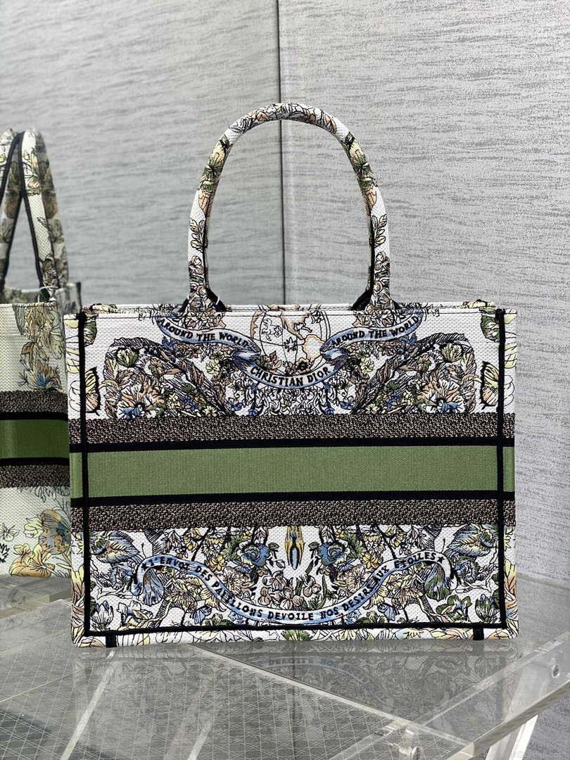 Dior M1296 Book Tote Medium Blue and White Butterfly Bandana Embroidery M098