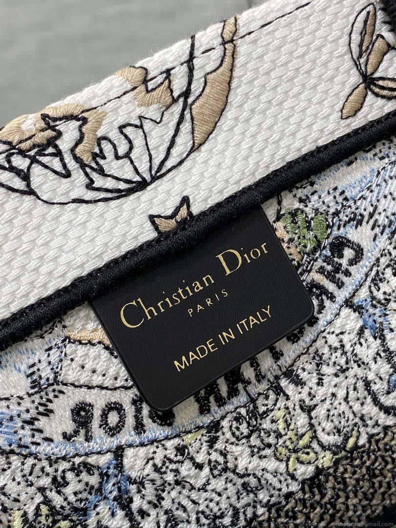 Dior M1296 Book Tote Medium Blue and White Butterfly Bandana Embroidery M098