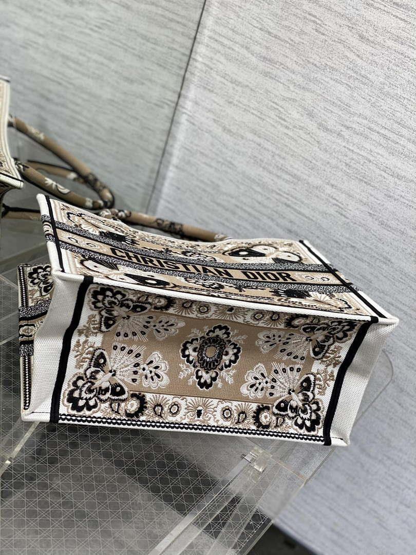 Dior M1296 Book Tote Medium Blue and White Butterfly Bandana Embroidery M100