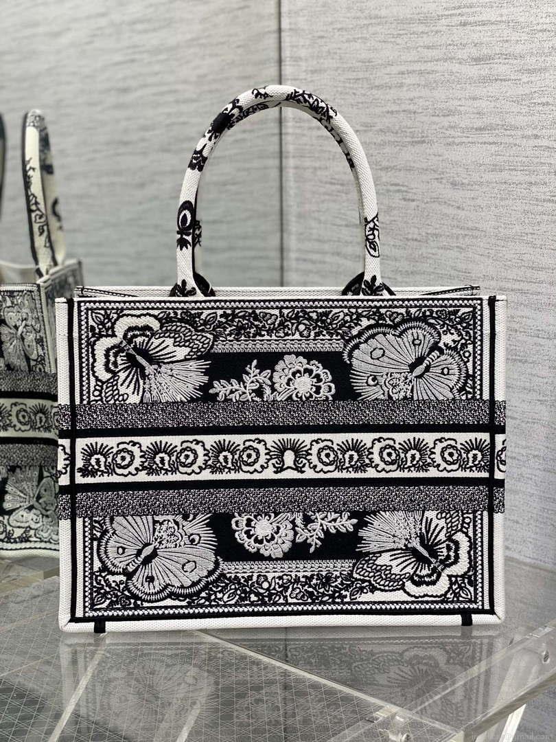 Dior M1296 Book Tote Medium Blue and White Butterfly Bandana Embroidery M101