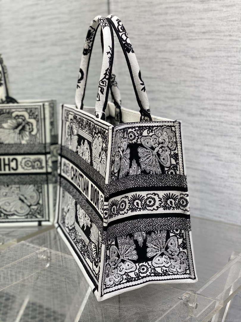 Dior M1296 Book Tote Medium Blue and White Butterfly Bandana Embroidery M101