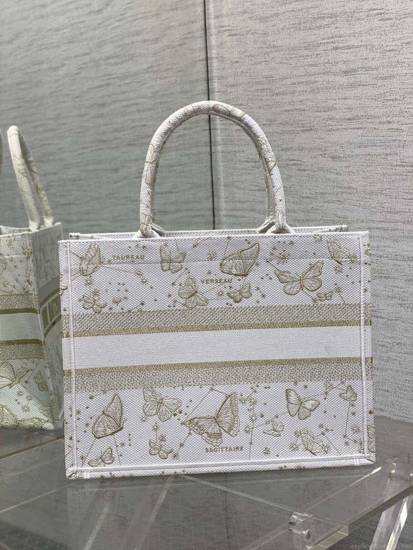 Dior M1296 Book Tote Medium Blue and White Butterfly Bandana Embroidery M103
