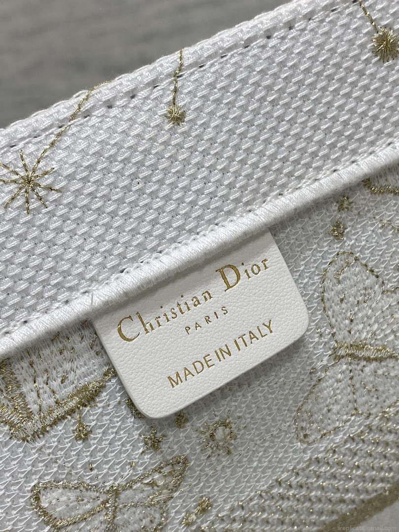 Dior M1296 Book Tote Medium Blue and White Butterfly Bandana Embroidery M103