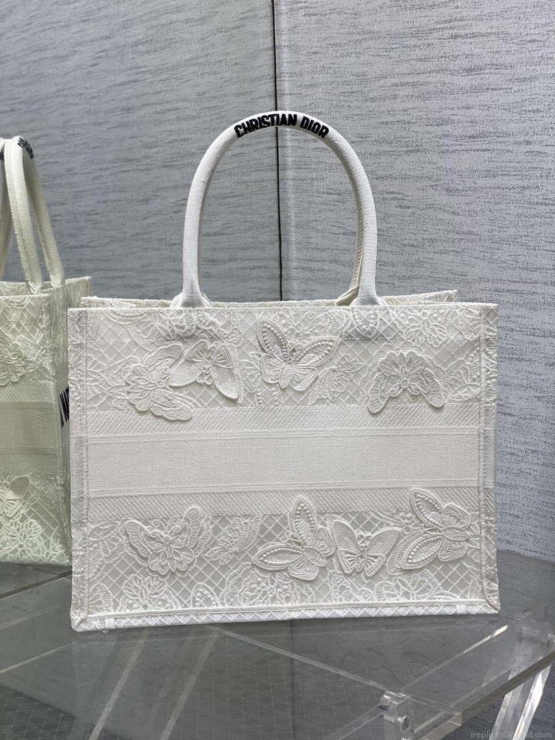 Dior M1296 Book Tote Medium Blue and White Butterfly Bandana Embroidery M104