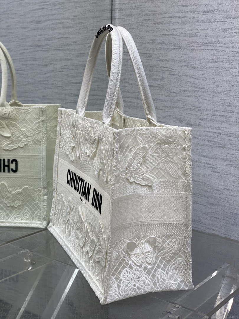 Dior M1296 Book Tote Medium Blue and White Butterfly Bandana Embroidery M104