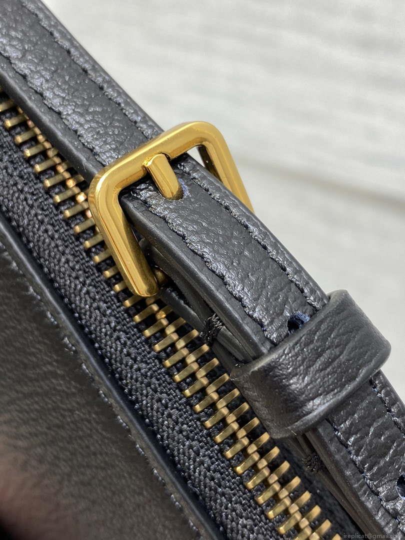 Dior M05909 Saddle Shoulder Pouch Black Goatskin