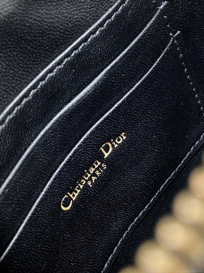 Dior M05909 Saddle Shoulder Pouch Black Goatskin