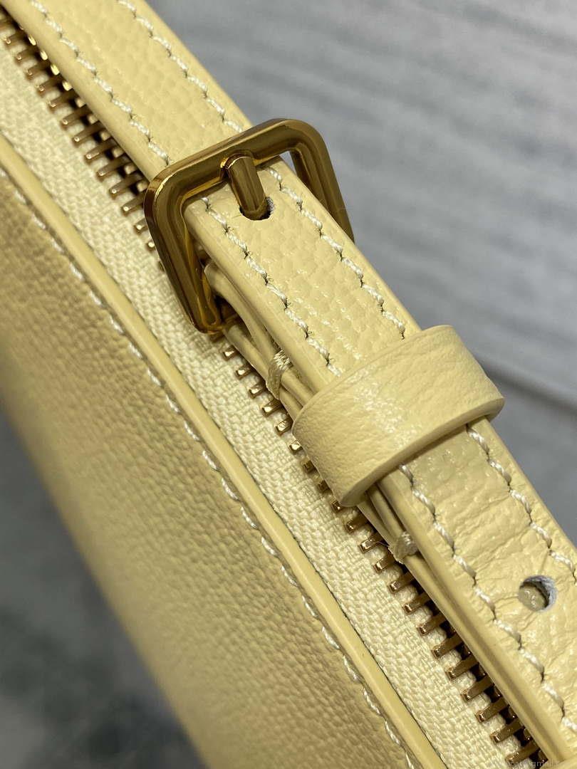 Dior M05909 Saddle Shoulder Pouch Pastel Yellow Goatskin