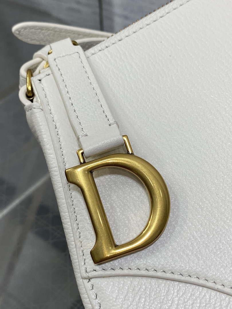 Dior M05909 Saddle Shoulder Pouch White Goatskin