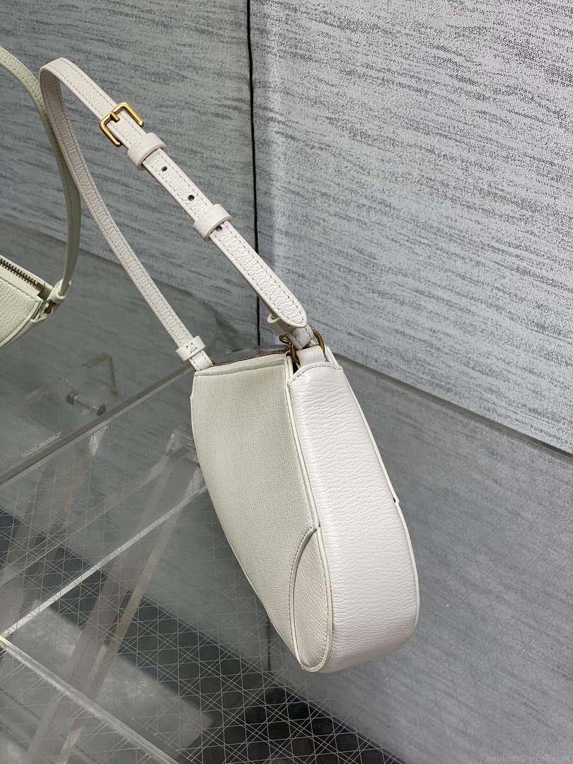 Dior M05909 Saddle Shoulder Pouch White Goatskin