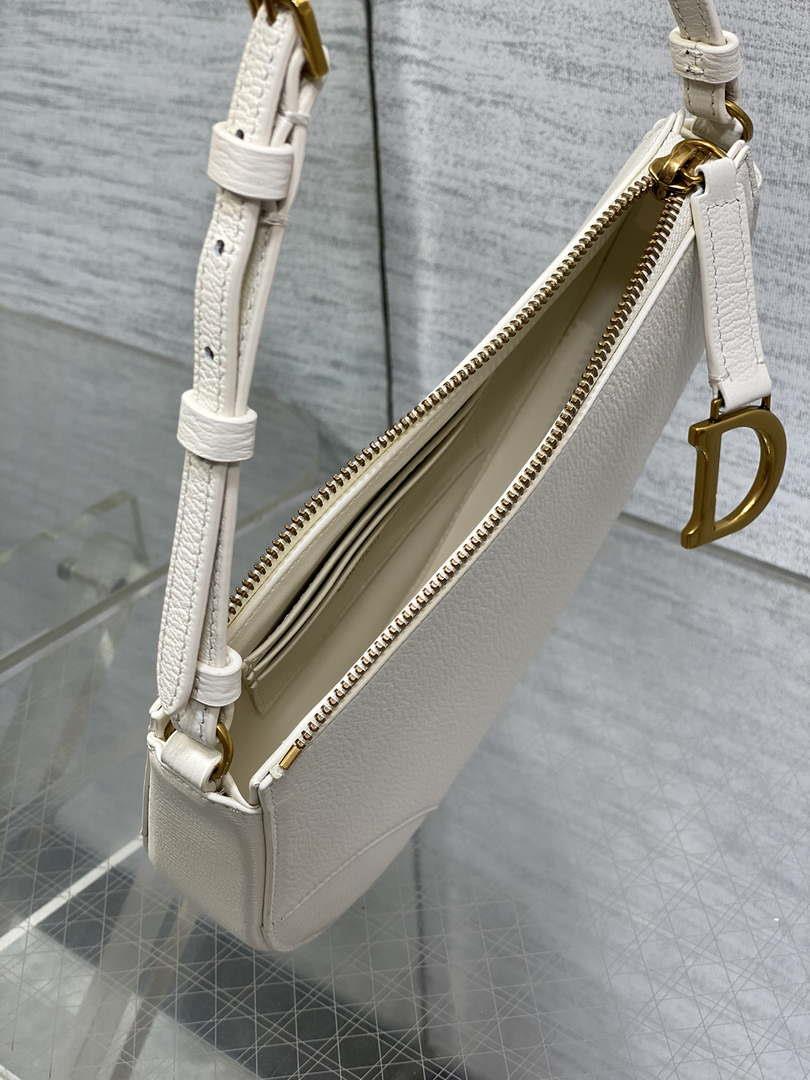 Dior M05909 Saddle Shoulder Pouch White Goatskin