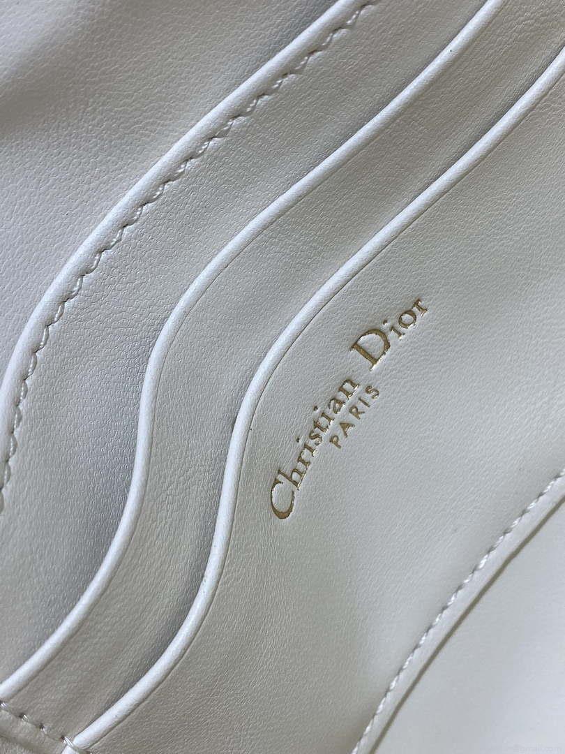Dior M05909 Saddle Shoulder Pouch White Goatskin