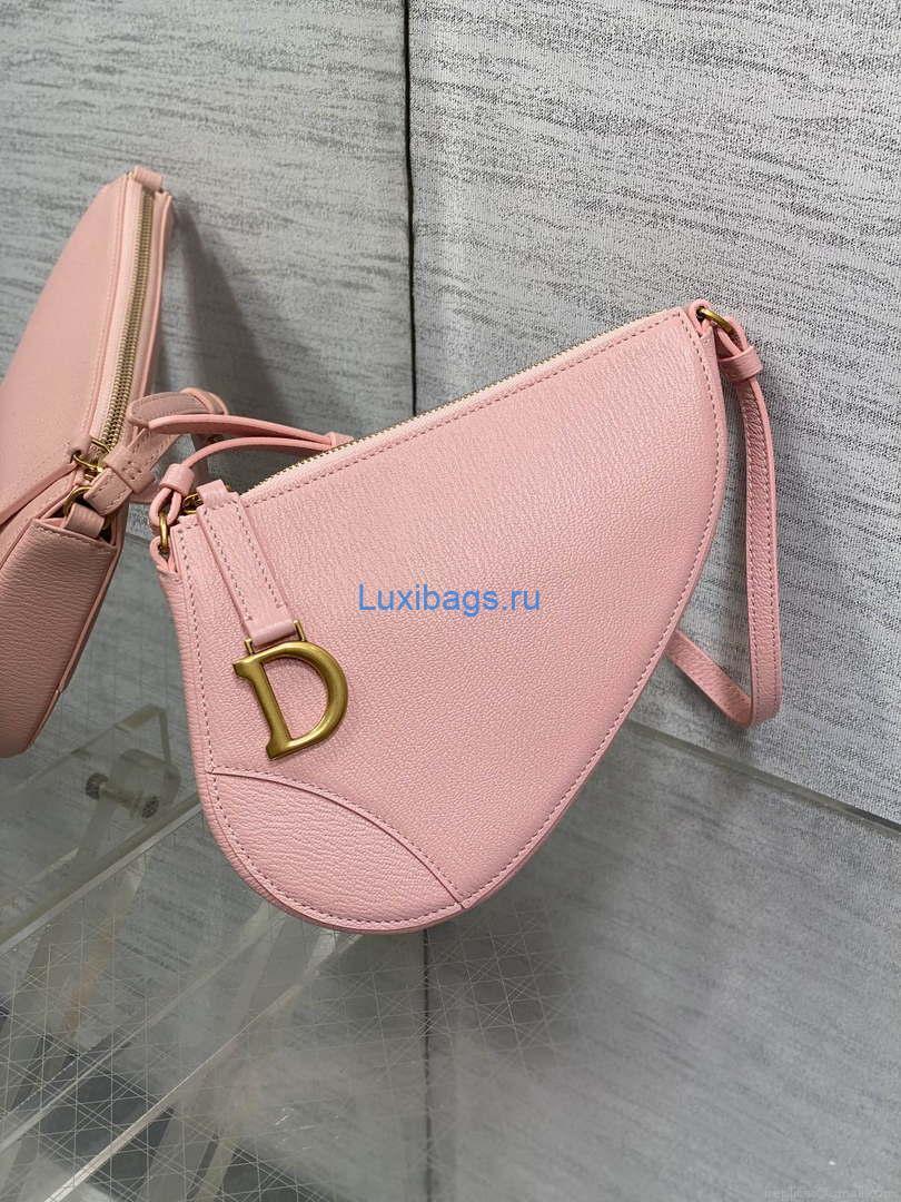 Dior M05909 Saddle Shoulder Pouch Melocoton Pink Goatskin