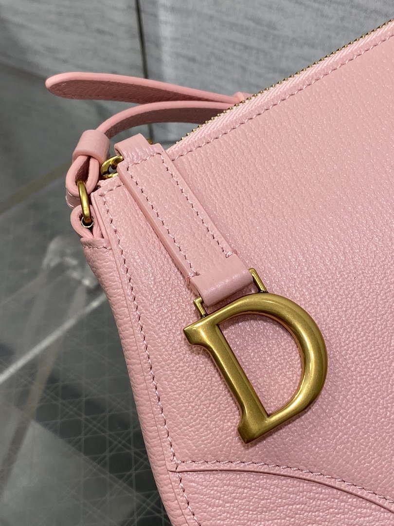 Dior M05909 Saddle Shoulder Pouch Melocoton Pink Goatskin