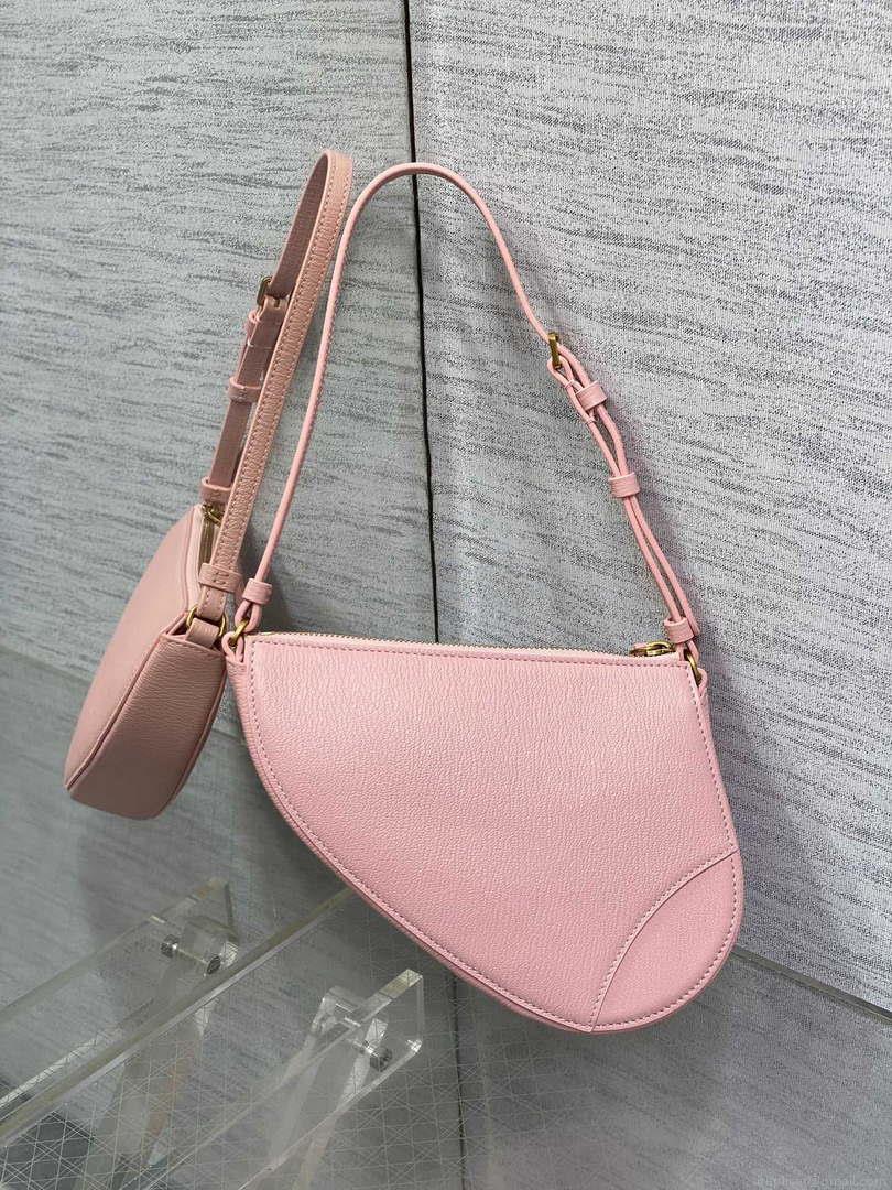 Dior M05909 Saddle Shoulder Pouch Melocoton Pink Goatskin