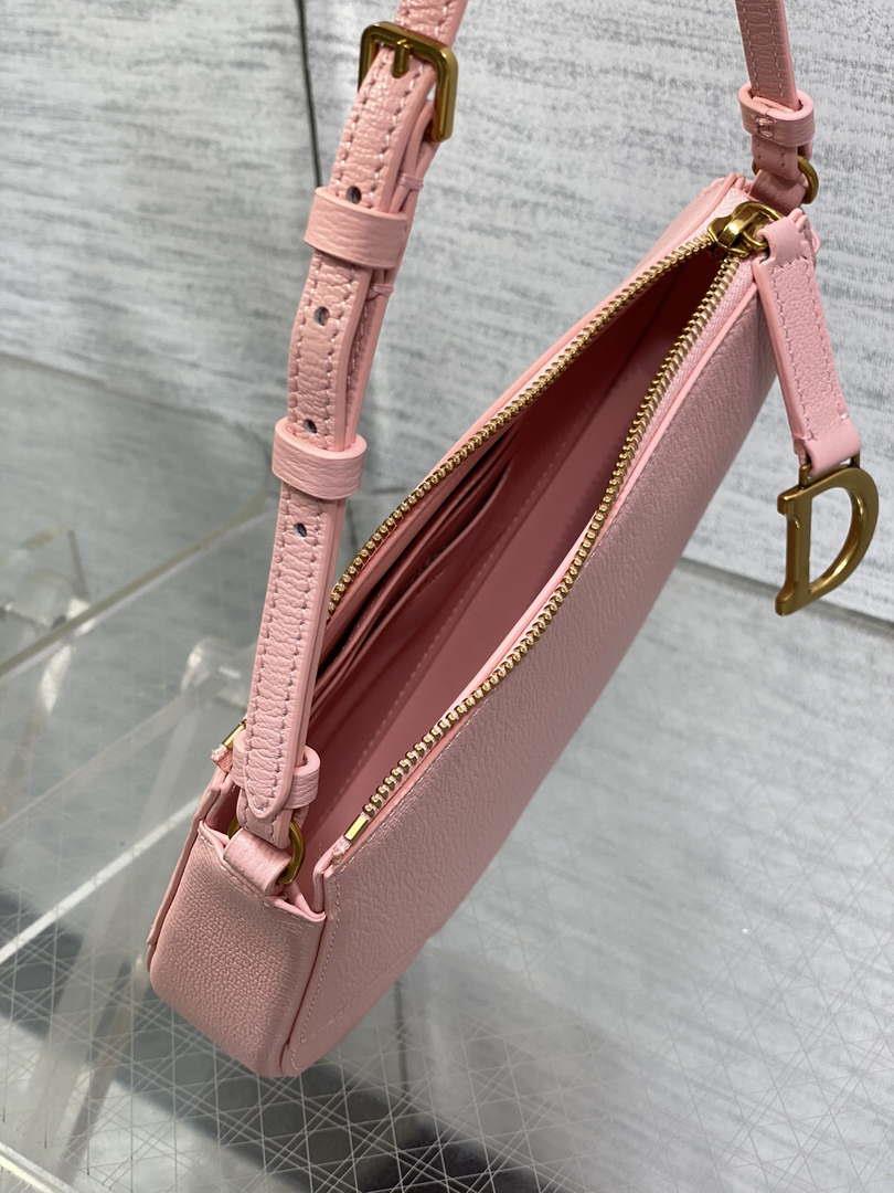 Dior M05909 Saddle Shoulder Pouch Melocoton Pink Goatskin