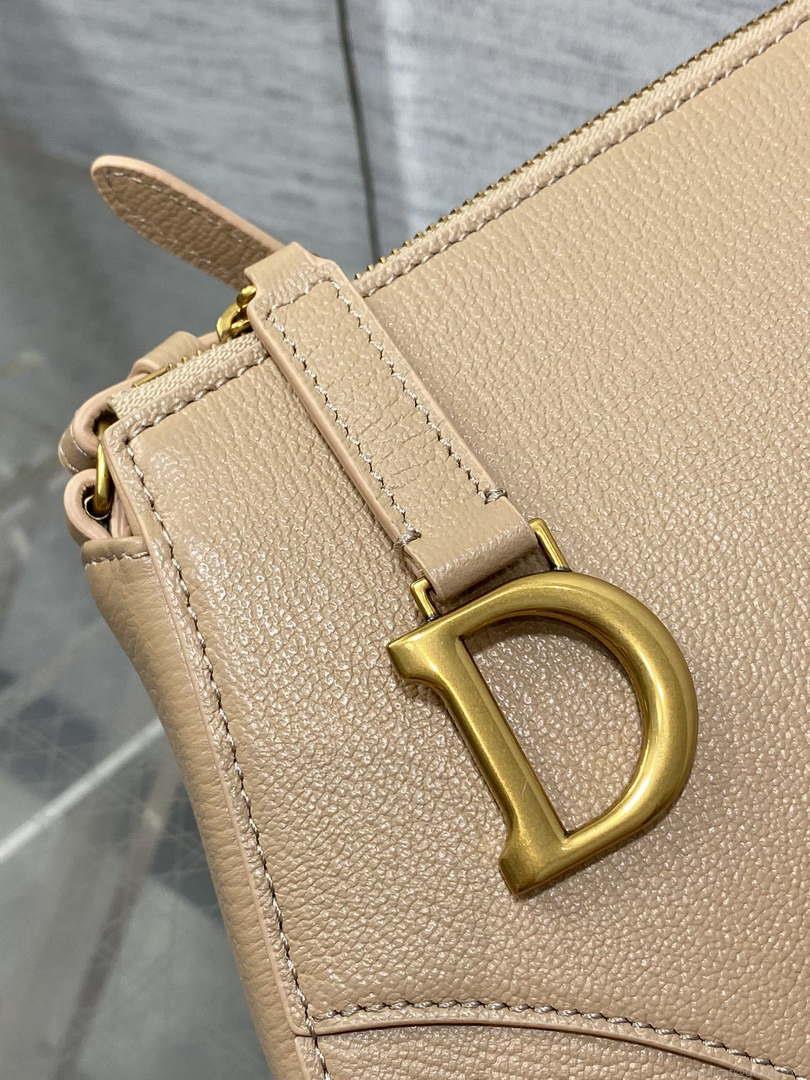 Dior M05909 Saddle Shoulder Pouch Apricot Goatskin