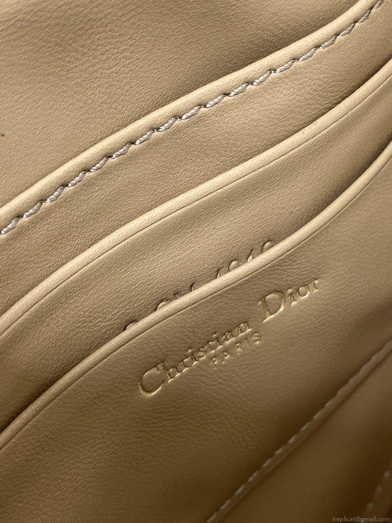 Dior M05909 Saddle Shoulder Pouch Apricot Goatskin