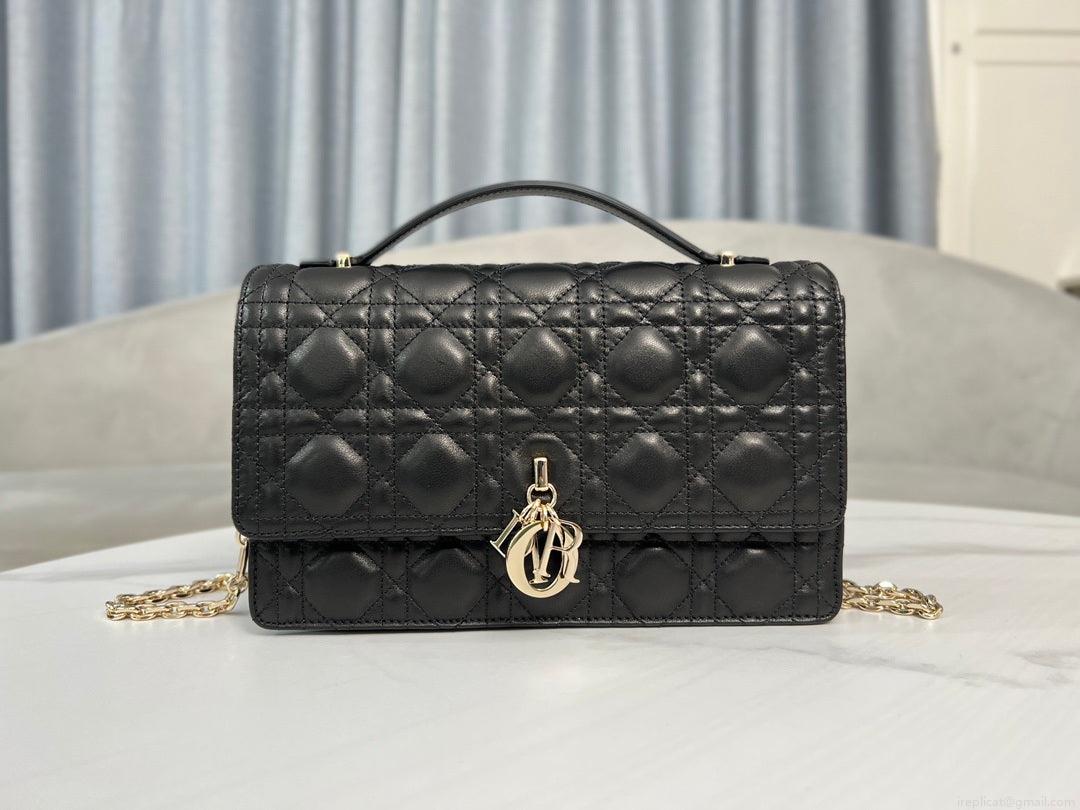 Dior M0997 My Dior Top Handle Bag Black Cannage Lambskin