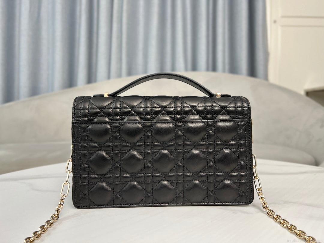 Dior M0997 My Dior Top Handle Bag Black Cannage Lambskin