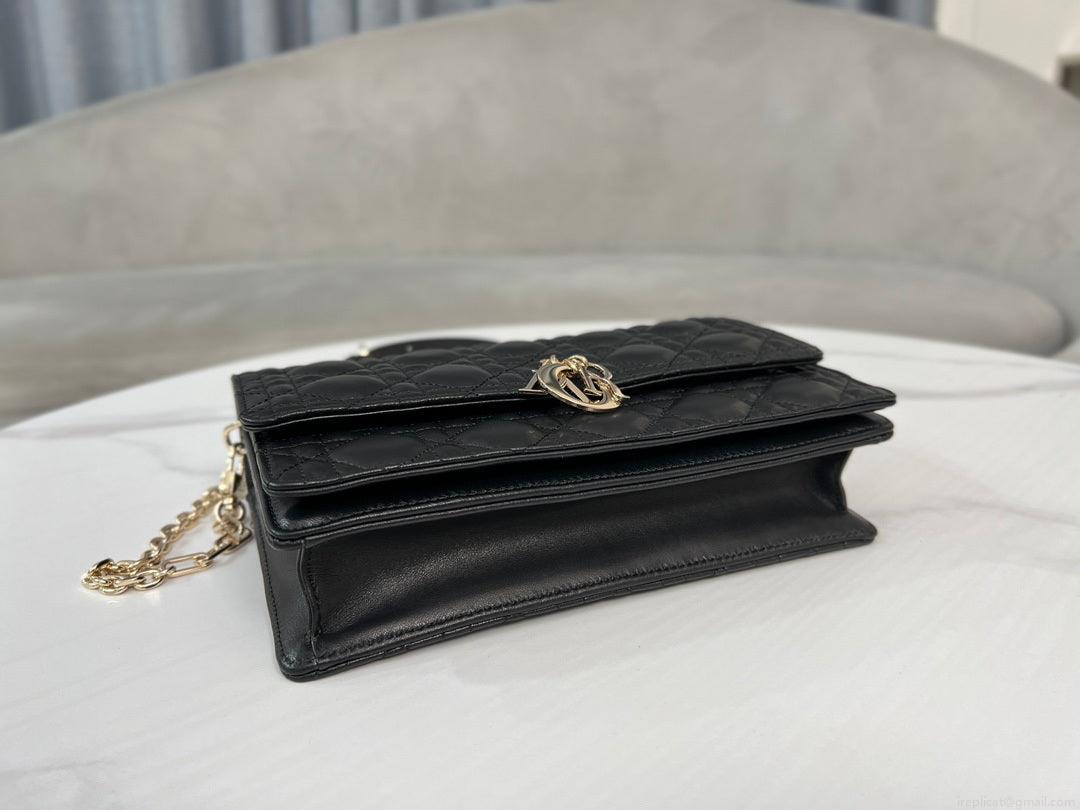 Dior M0997 My Dior Top Handle Bag Black Cannage Lambskin