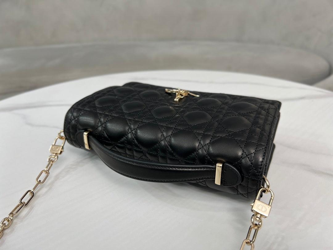 Dior M0997 My Dior Top Handle Bag Black Cannage Lambskin