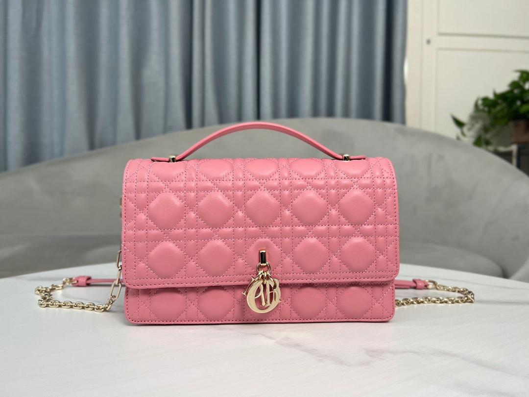 Dior M0997 My Dior Top Handle Bag Pink Cannage Lambskin