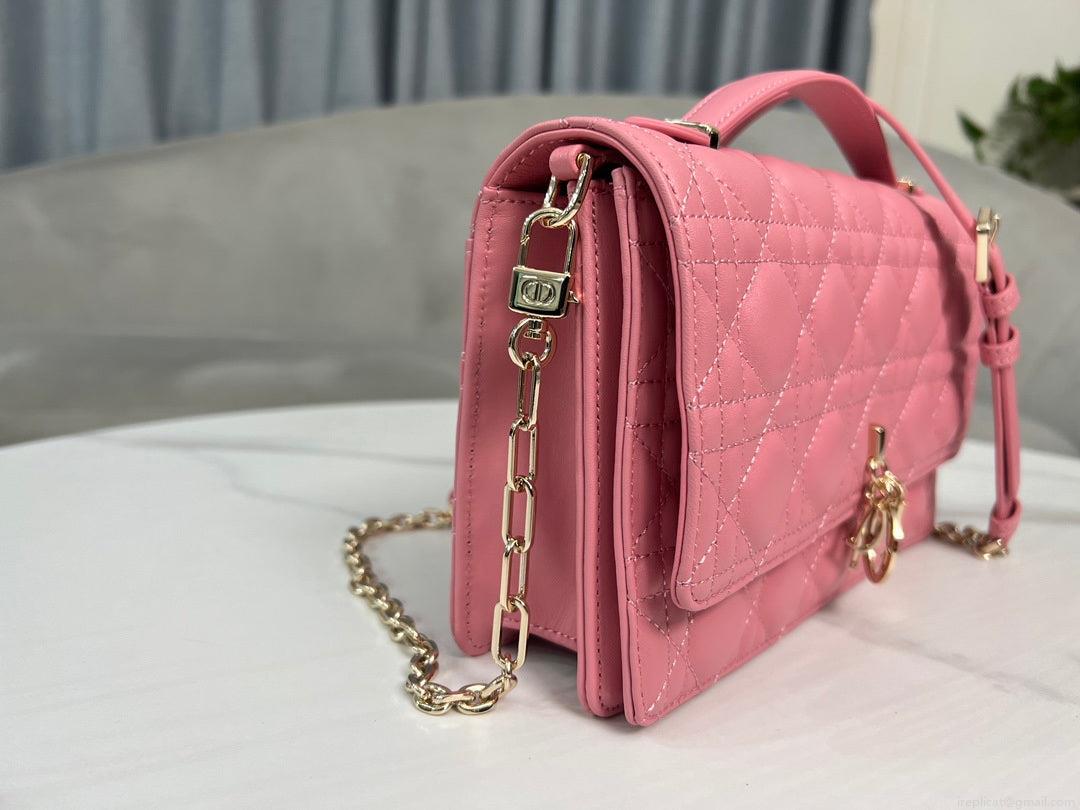 Dior M0997 My Dior Top Handle Bag Pink Cannage Lambskin