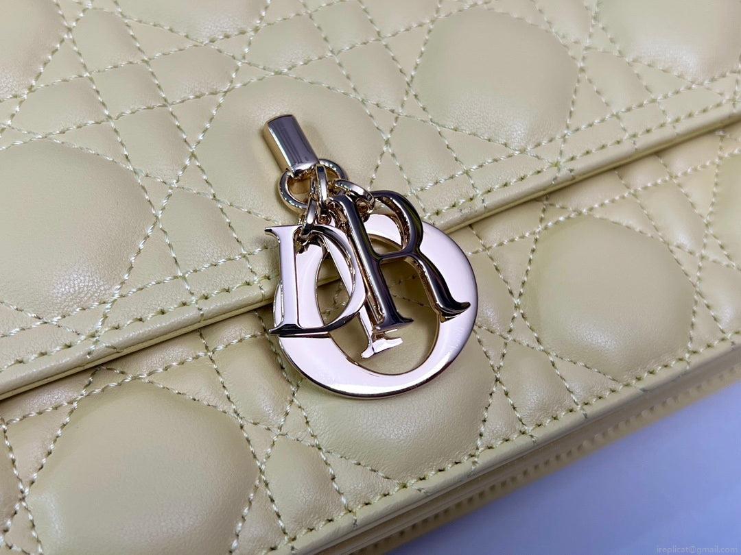 Dior M0997 My Dior Top Handle Bag Yellow Cannage Lambskin