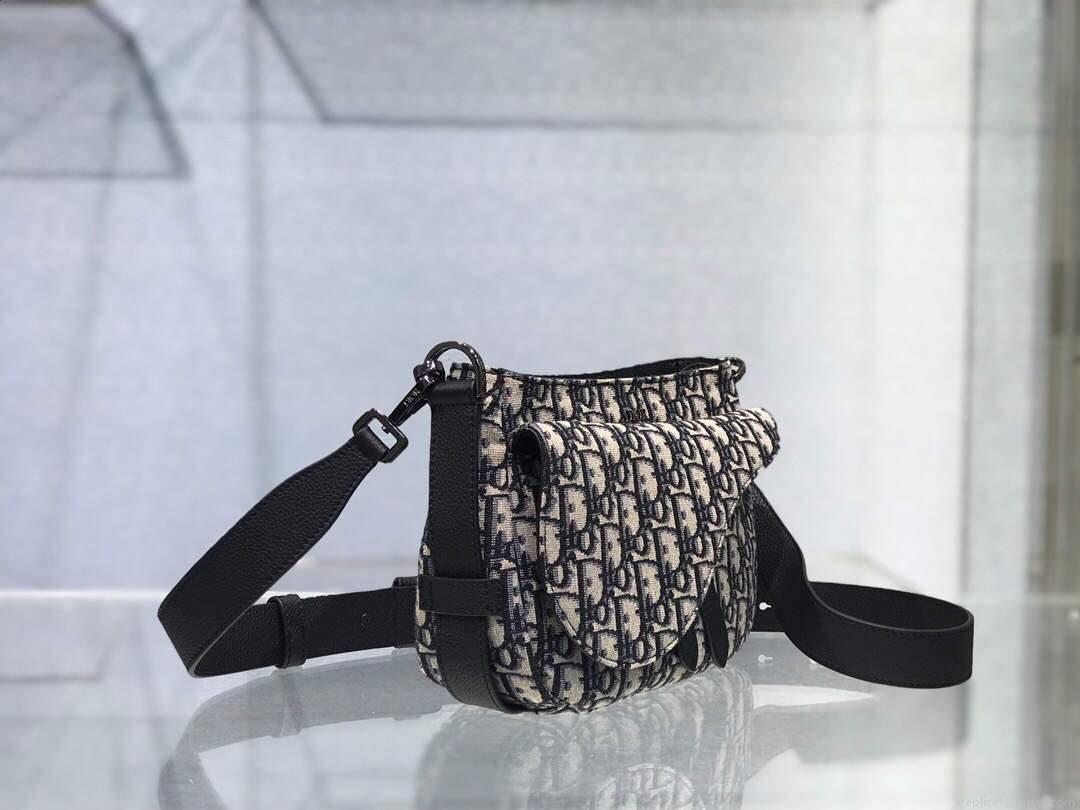 Dior M0446 Dior Saddle Bag Oblique Tote Shoulder Bag Grey Blue