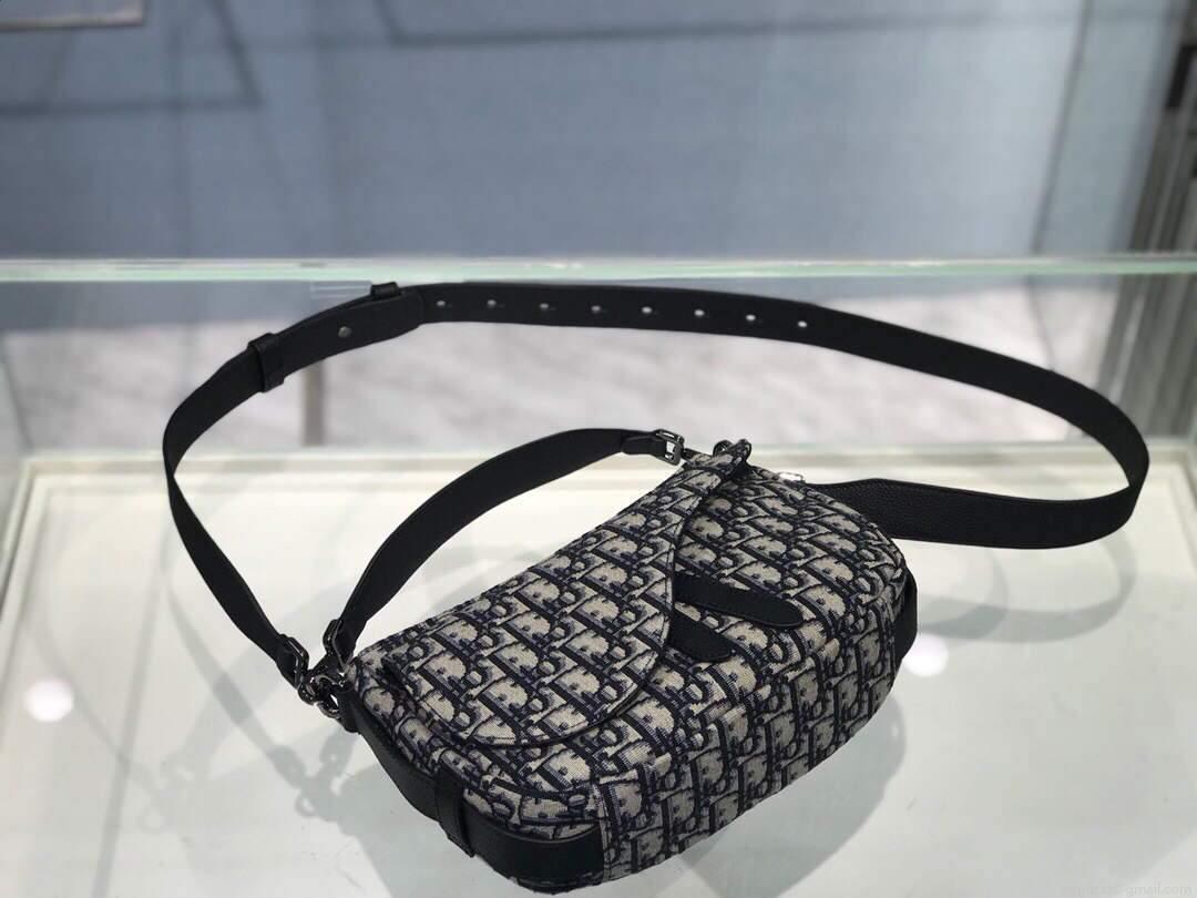 Dior M0446 Dior Saddle Bag Oblique Tote Shoulder Bag Grey Blue