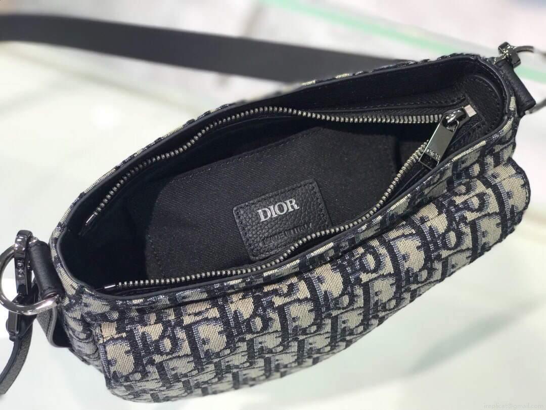 Dior M0446 Dior Saddle Bag Oblique Tote Shoulder Bag Grey Blue