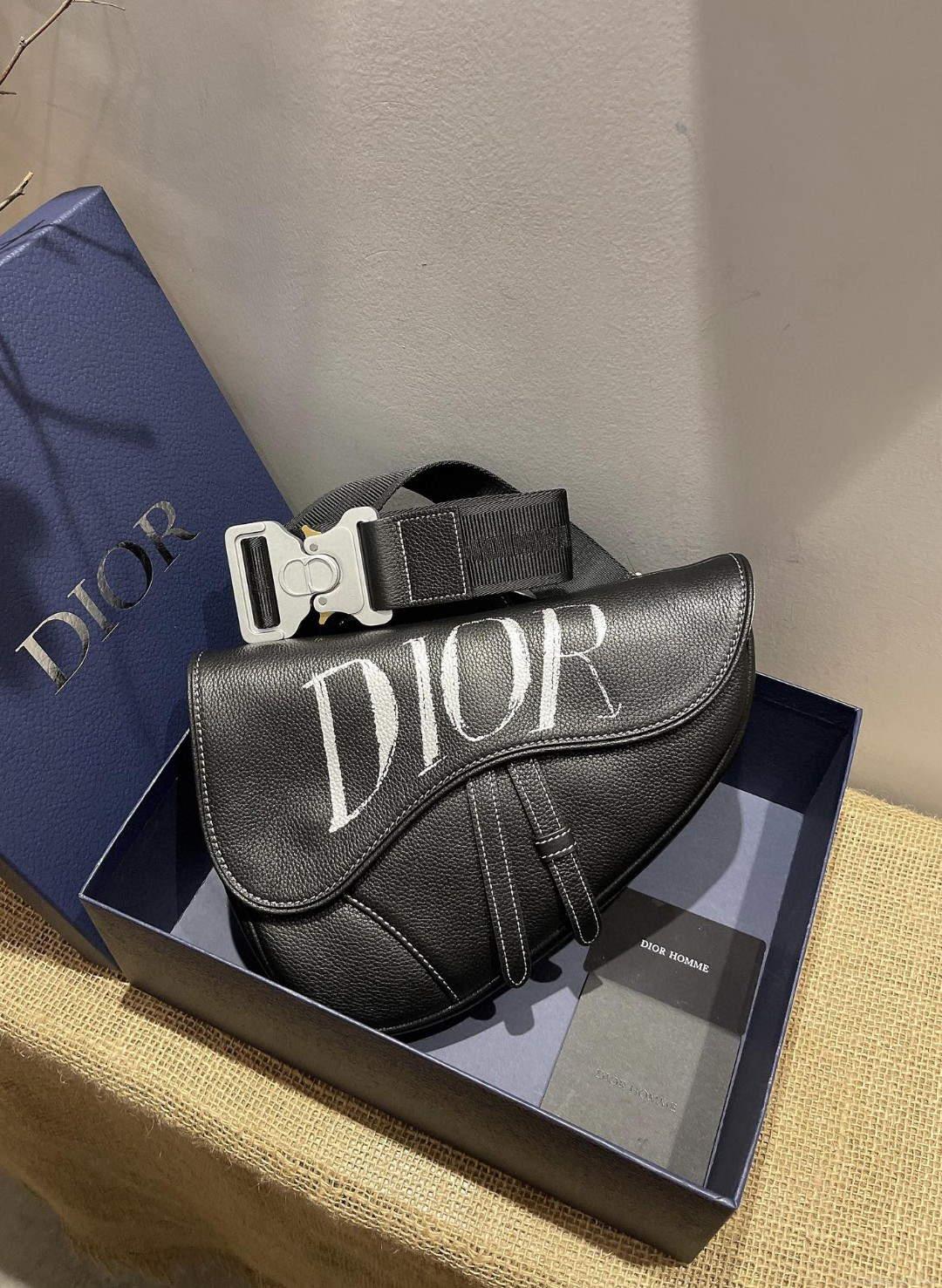 Dior M0446 Saddle Bag Dior Calfskin Bag Black