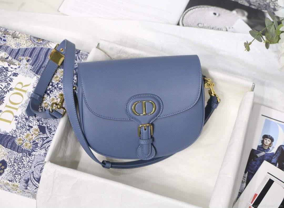 Dior M9319 Medium dior Bobby bag Warm Lake Blue Calfskin