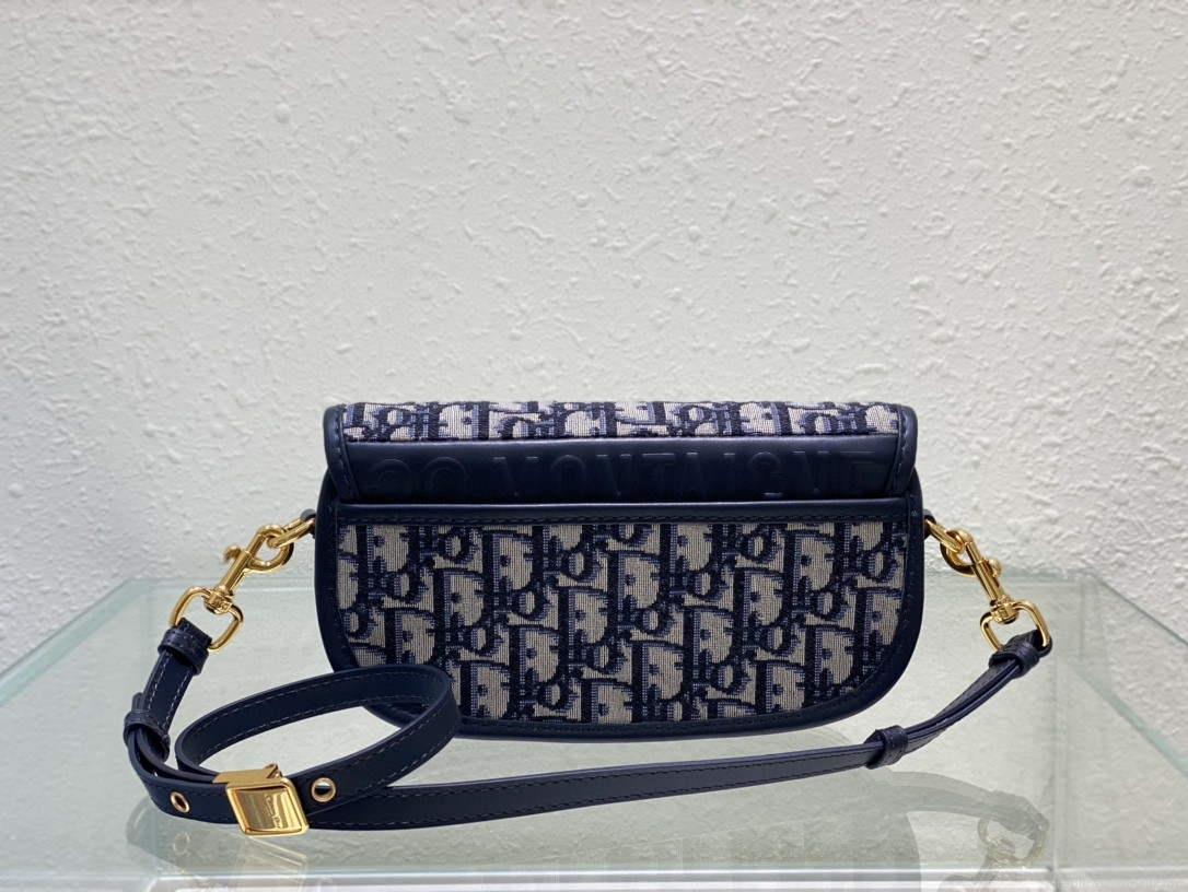 Dior M9327 Bobby bag East West Oblique Jacquard Navy Blue Box Calfskin