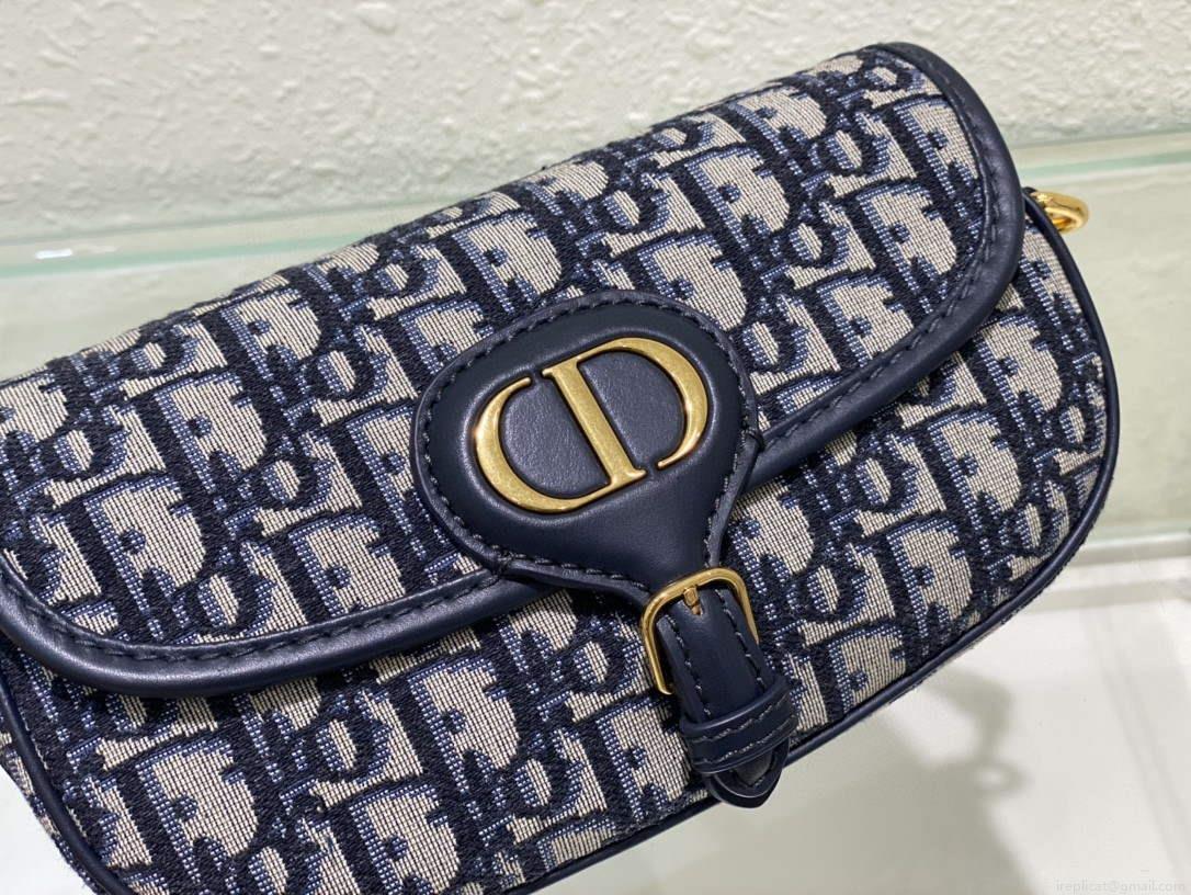 Dior M9327 Bobby bag East West Oblique Jacquard Navy Blue Box Calfskin