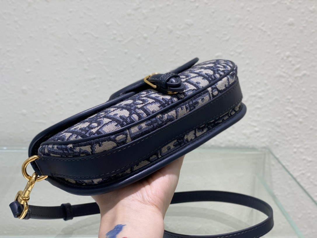 Dior M9327 Bobby bag East West Oblique Jacquard Navy Blue Box Calfskin
