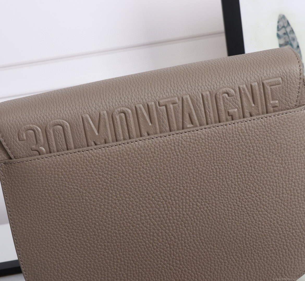 Dior M9320 Large Dior Bobby Bag Warm Taupe BoxCalfskin With Blue Oblique Embroidered Strap